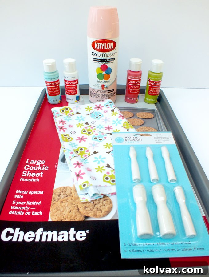 Gathering project supplies for DIY Road Trip Travel Tray construction.