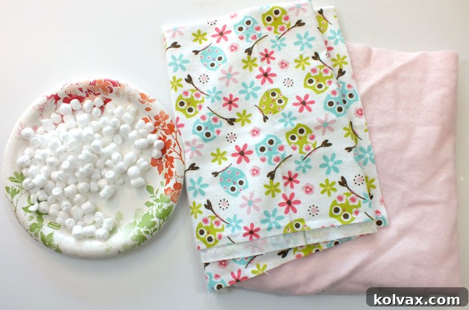 Supplies for creating the padded cushion base of a DIY Road Trip Travel Tray.