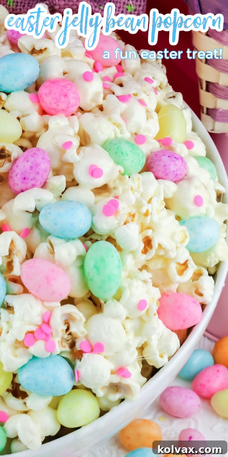 Pinnable image for Easter Jelly Bean Popcorn recipe