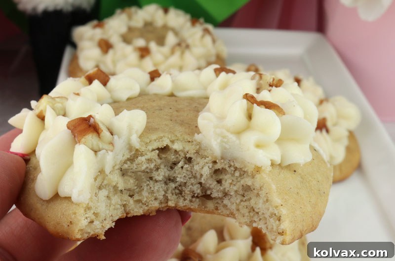 Delicious Banana Cake Cookies with Cream Cheese Frosting, beautifully arranged and ready to be enjoyed