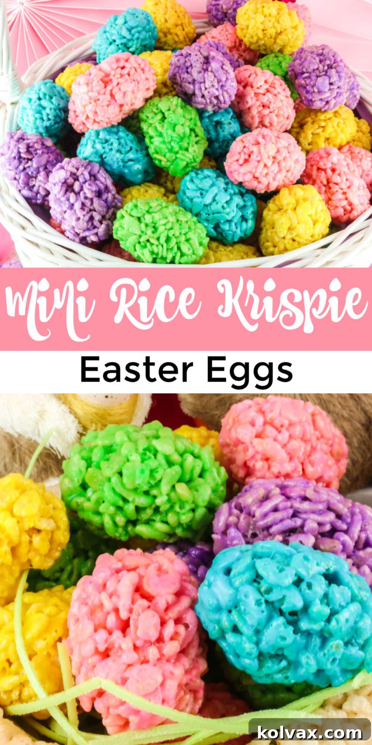 Pinnable image for Mini Rice Krispie Easter Eggs