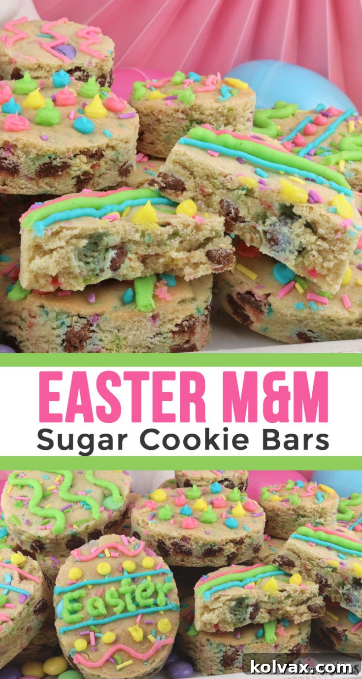 Pinnable image for Easter M&M Sugar Cookie Bars