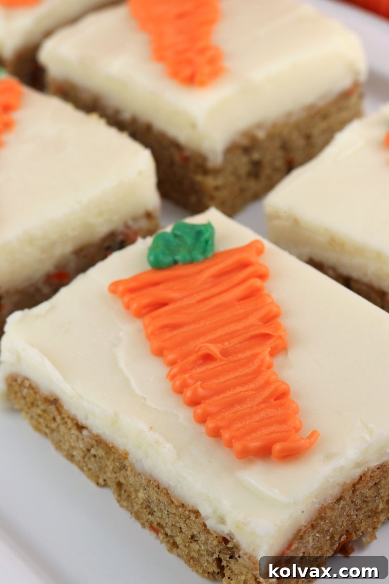 Vertical shot of delicious Carrot Cake Bars