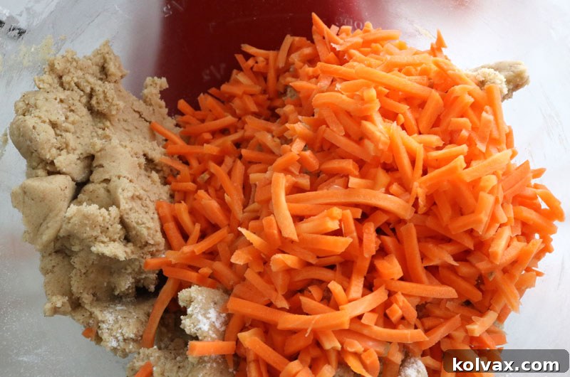 Incorporating Chopped Carrots into the Dough