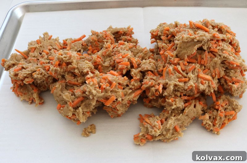 Spreading Carrot Cake Dough onto Parchment Paper
