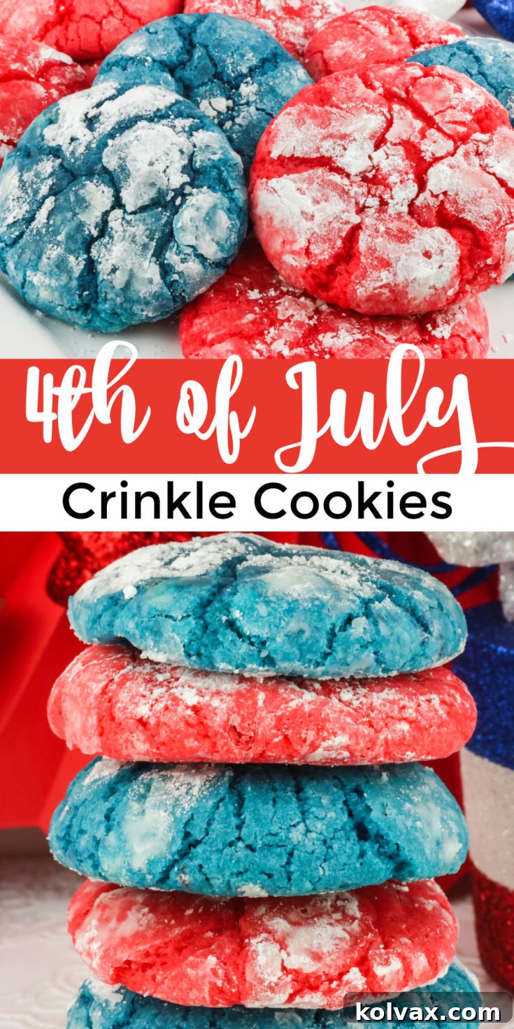 Pinnable image for 4th of July Crinkle Cookies