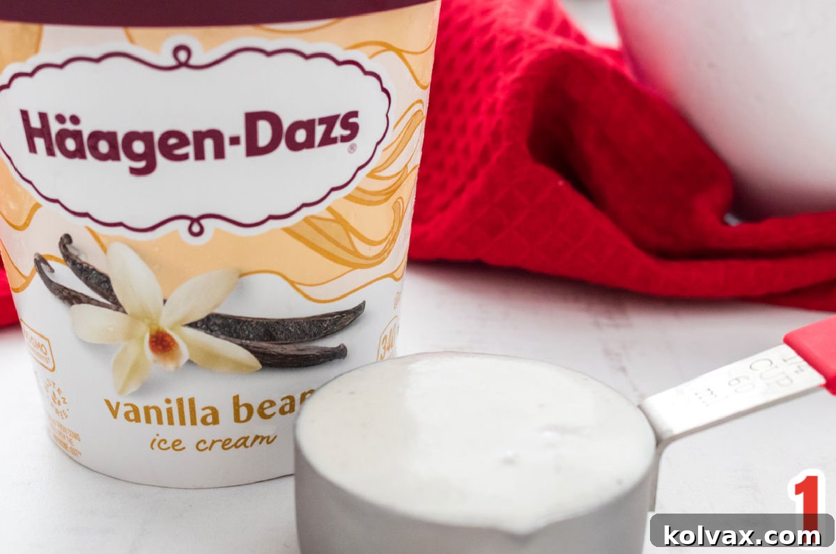 A pint of rich Haagen-Dazs Vanilla Bean Ice Cream, the secret ingredient for this unique buttercream.