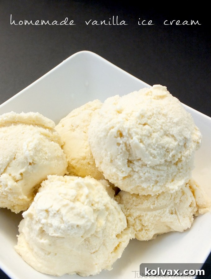Homemade Vanilla Ice Cream - so easy and so delicious. We've finally found the perfect recipe for homemade vanilla ice cream. Follow us for more great dessert ideas.