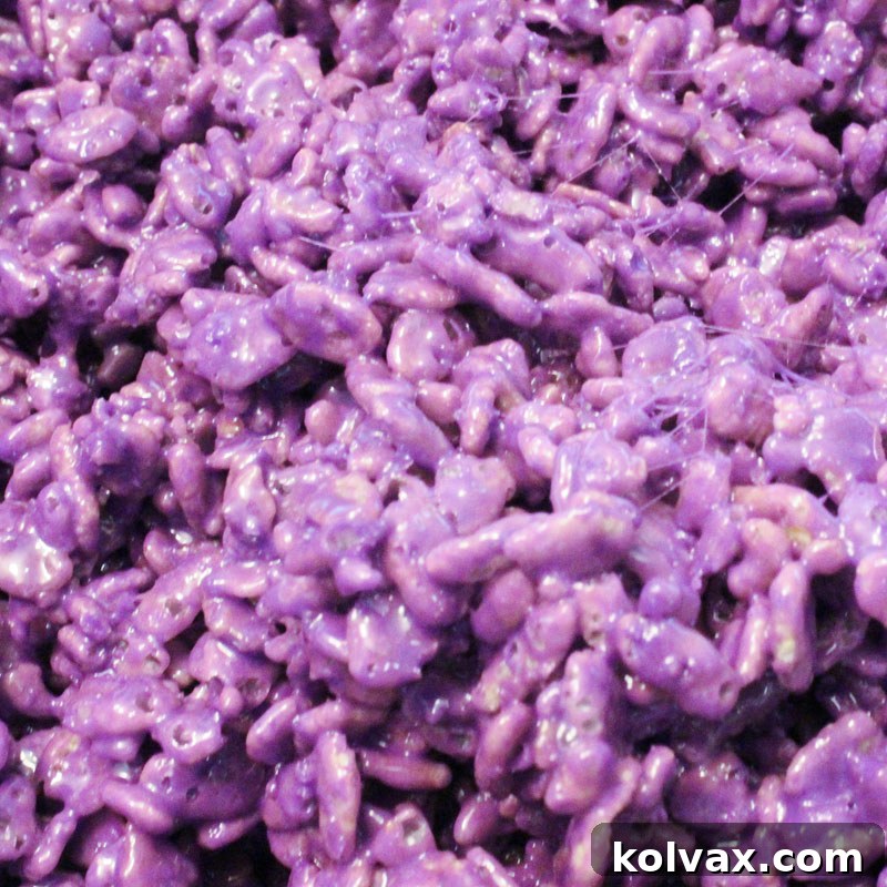 Regal purple colored Rice Krispie Treats, perfect for magical themes.