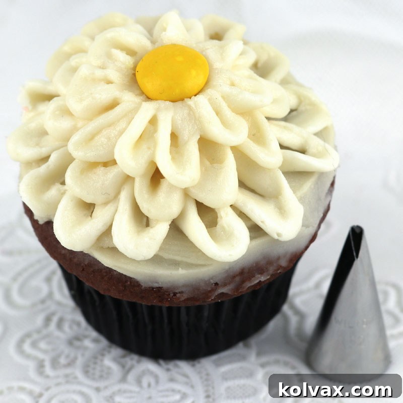 Wilton 102 Petal Decorating Tip for creating delicate Frosting Petals on cupcakes