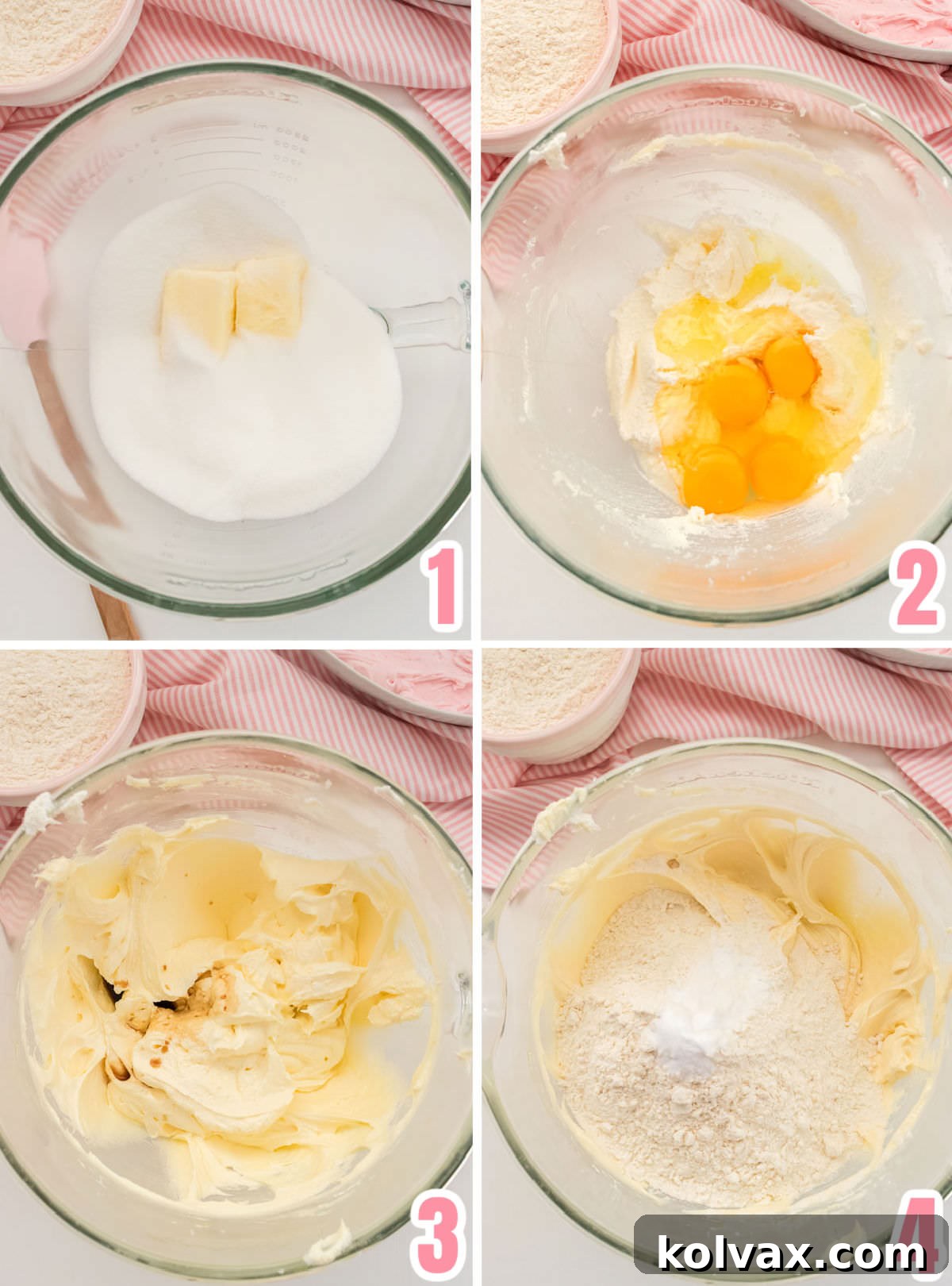 A visual guide in a collage format, demonstrating the step-by-step process of making the soft and pliable Sugar Cookie bar dough.