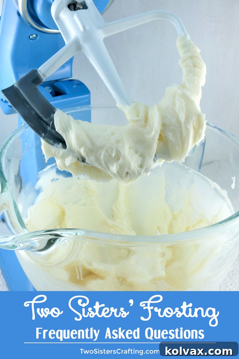 Your Two Sisters' Frosting Questions Answered 5 Do you need a little extra help with your homemade Frosting? Two Sisters is here for you with a collection of the answers to our most popular Frosting Frequently Asked Questions. #ButtercreamFrosting #BestFrosting #BestButtercreamFrosting #Buttercream #Frosting #BakingTips #TwoSistersCrafting