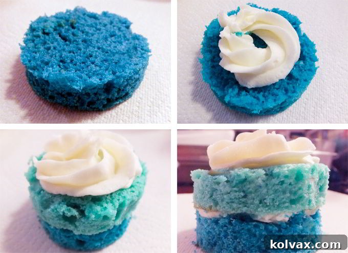 Assembling the Ombre Mini Cakes