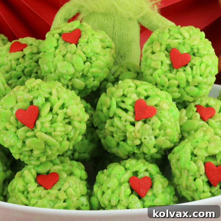 Grinch Rice Krispie Treat Bites