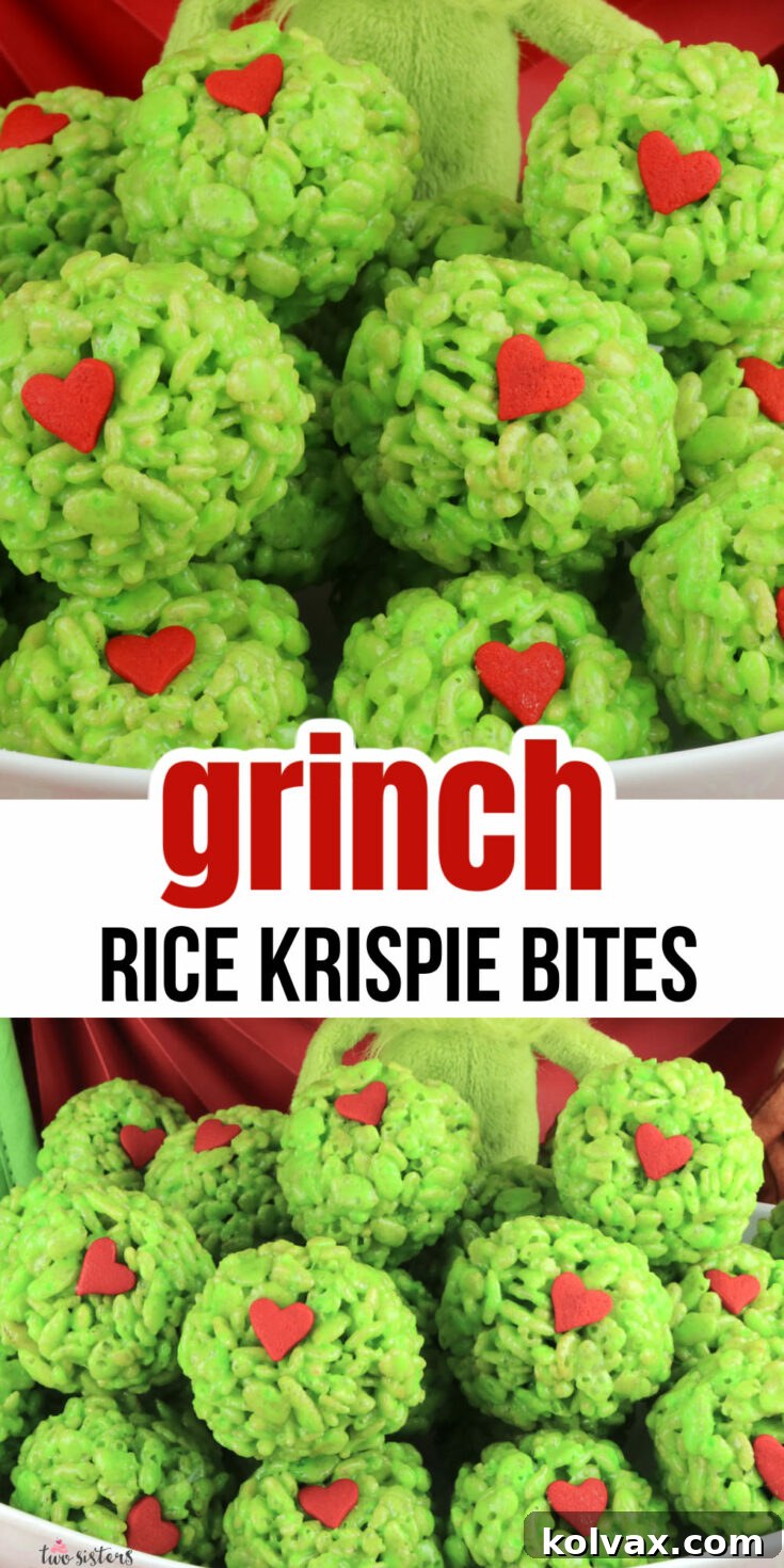 Grinch Rice Krispie Treat Bites for Pinterest