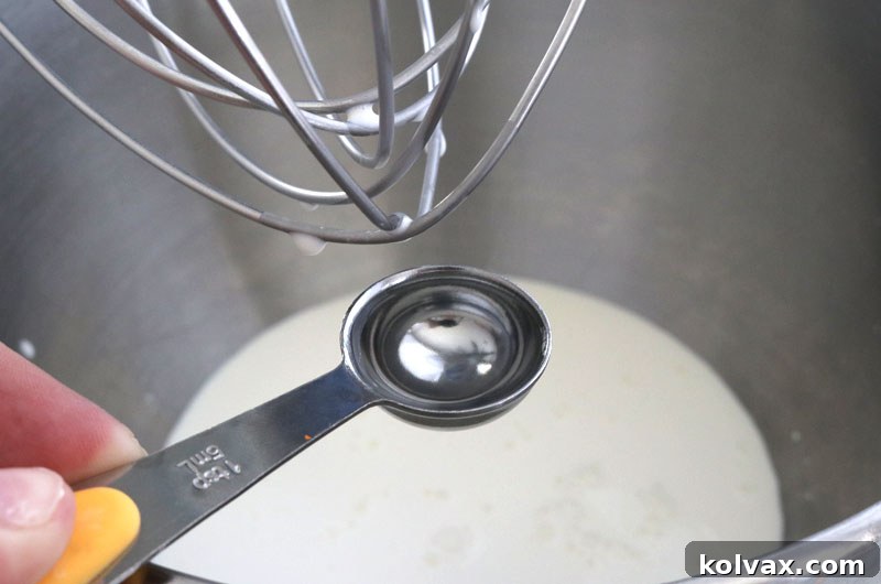 Peppermint Whipped Cream Frosting in a mixing bowl
