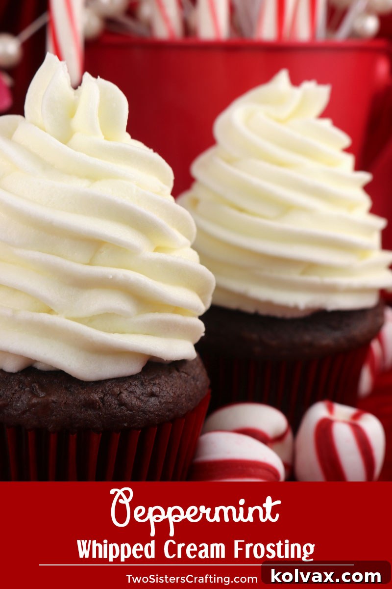 Close-up of fluffy Peppermint Whipped Cream Frosting