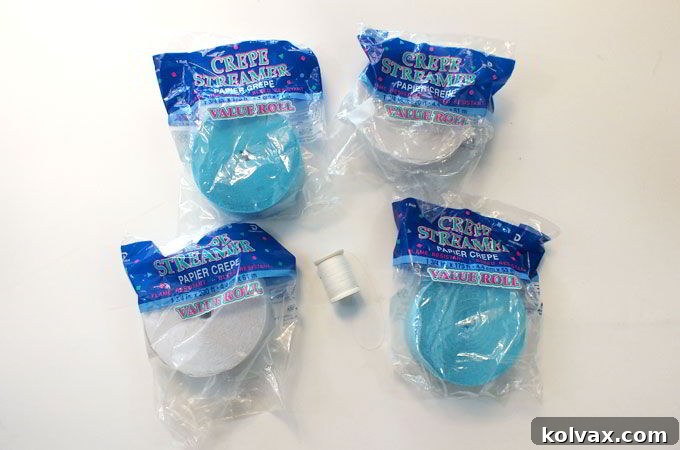 Supplies for making DIY Ruffled Streamers