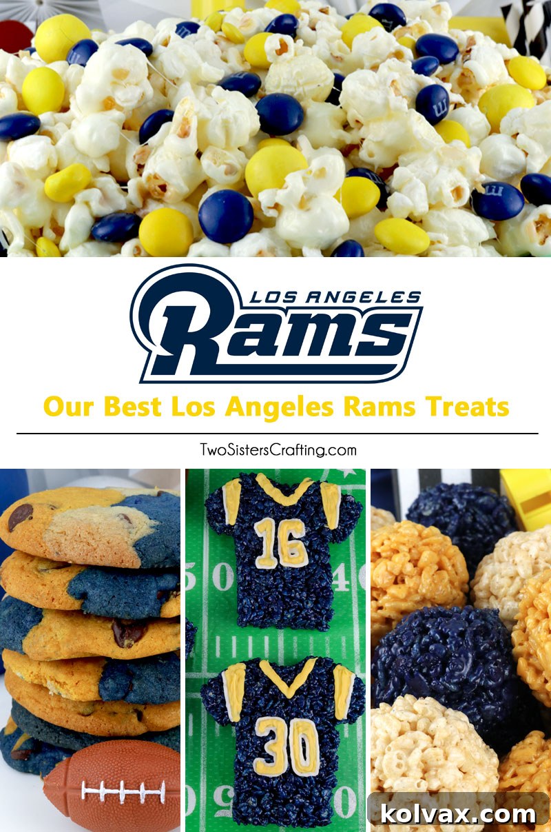 All of Our Best Los Angeles Rams Treats and Desserts in one place for all of your Game Day, Playoff or Super Bowl Party needs. Every one of these easy to make Football desserts are made in Rams team colors of Blue and Gold! Go Rams Go! #LosAngelesRams #Rams #SuperBowlFood #NFL #LosAngelsRamsDesserts
