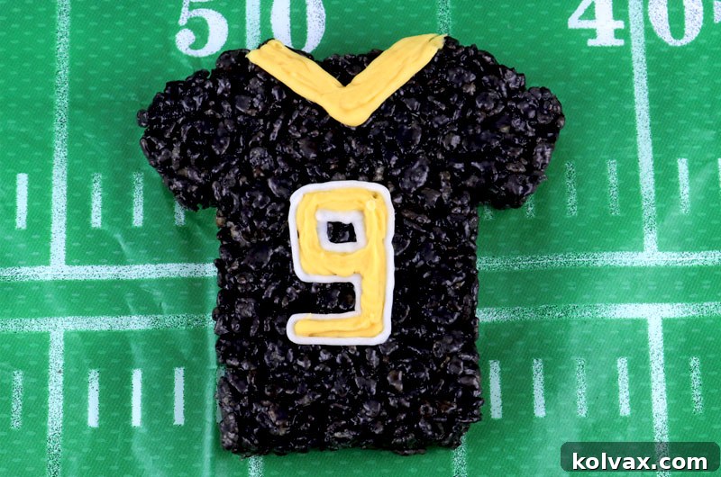 Finished New Orleans Saints Rice Krispie Treat Jerseys for Game Day