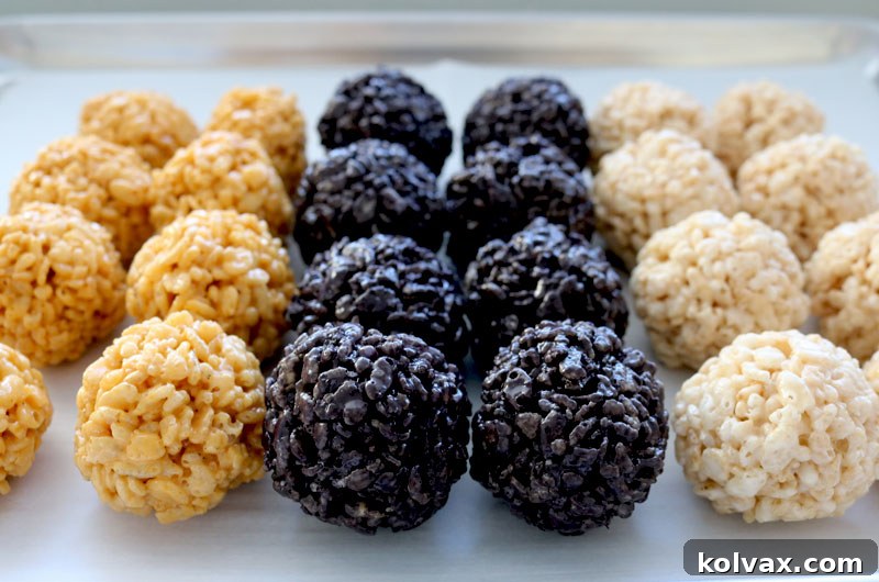 A festive display of New Orleans Saints Rice Krispie Bites, perfect as a Super Bowl or NFL party snack.