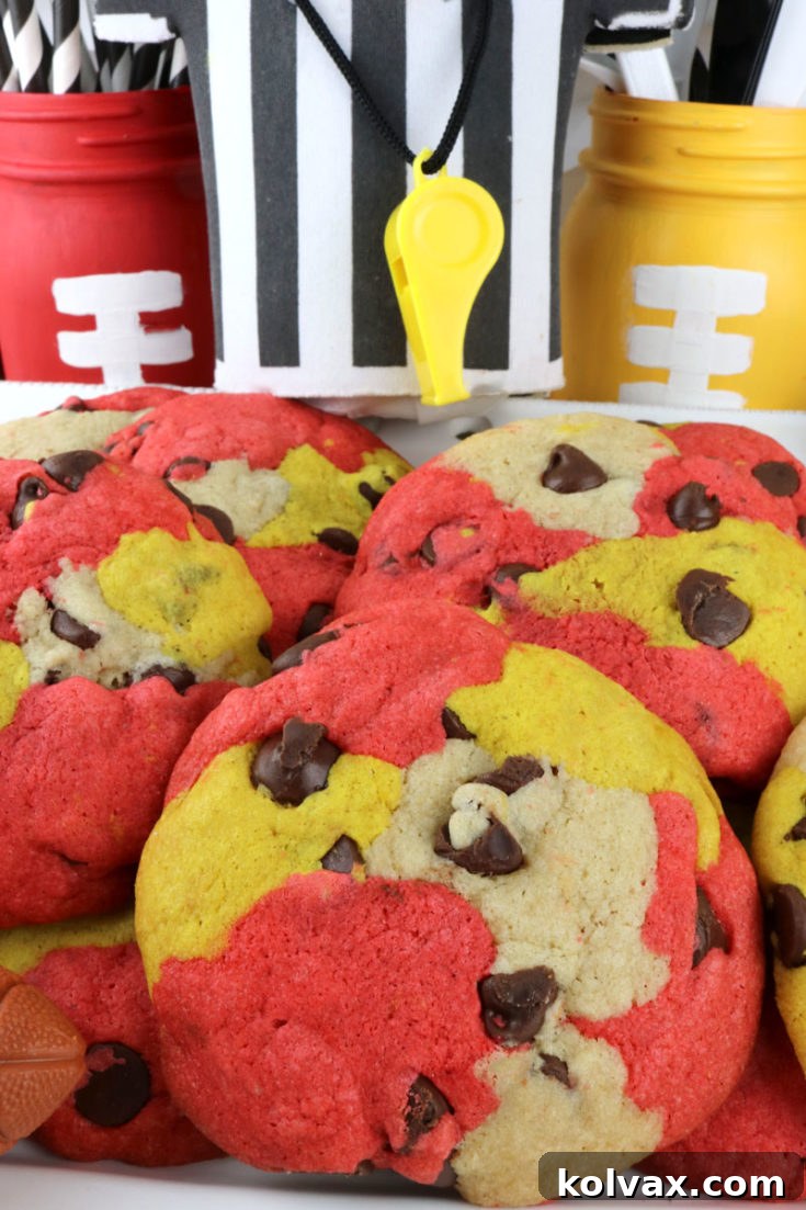 Kansas City Chiefs Chocolate Chip Cookies - a vibrant, classic cookie recipe infused with team spirit, perfect for game day celebrations and Super Bowl parties.