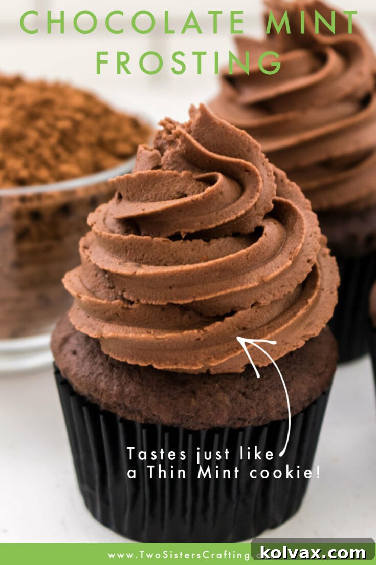 Pinnable image for The Best Chocolate Mint Buttercream Frosting