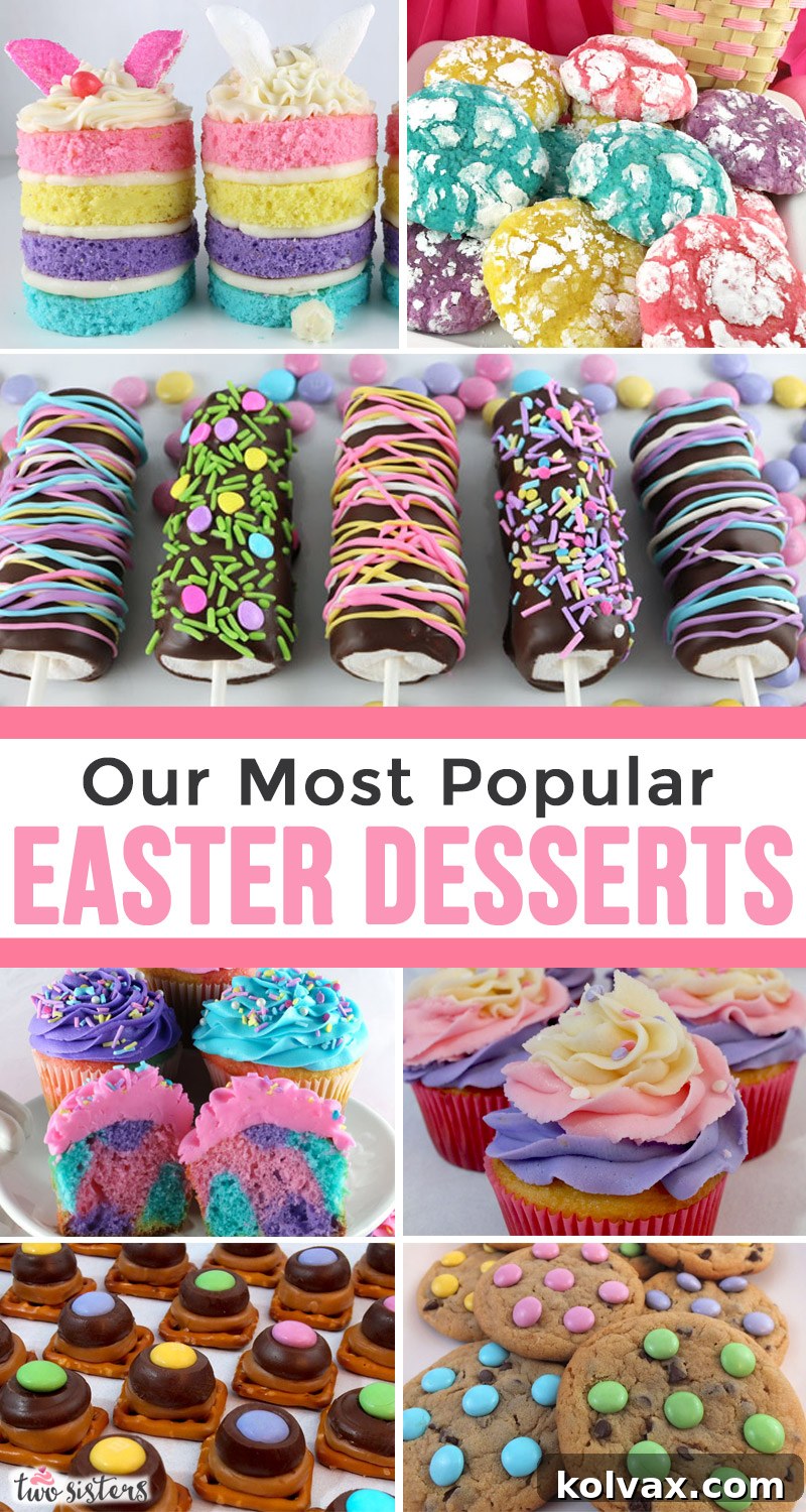 A beautiful spread of colorful and easy Easter desserts, perfect for spring celebrations.