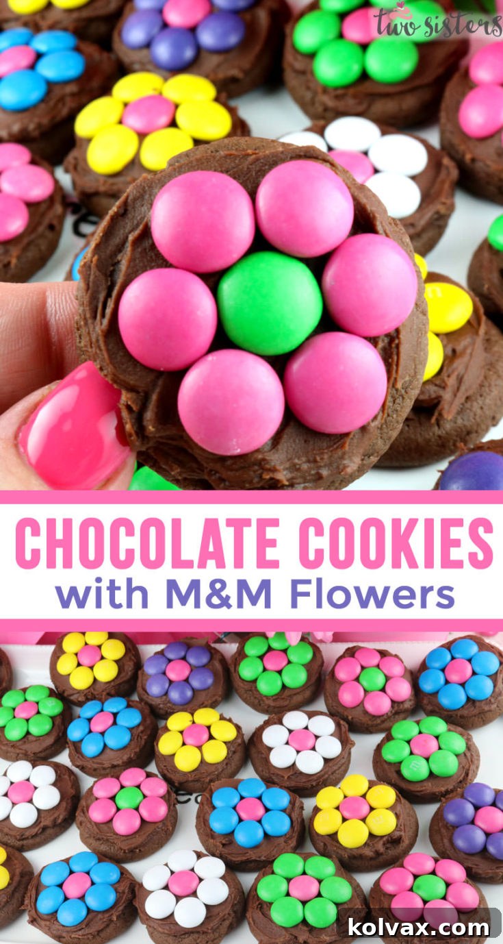 Pin this Chocolate M&M Flower Cookie recipe for later