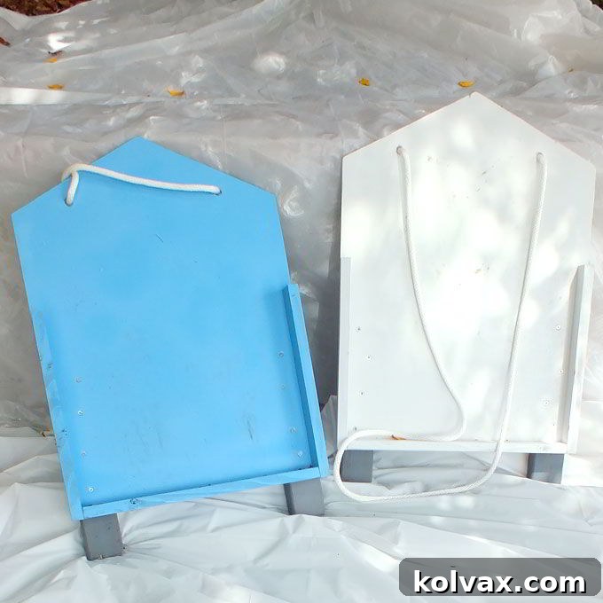 Finished DIY Sleds for Frozen Ice Block Races, ready for party fun