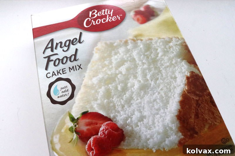 A box of Betty Crocker Angel Food Cake Mix, ready to be transformed into light and fluffy cupcakes.