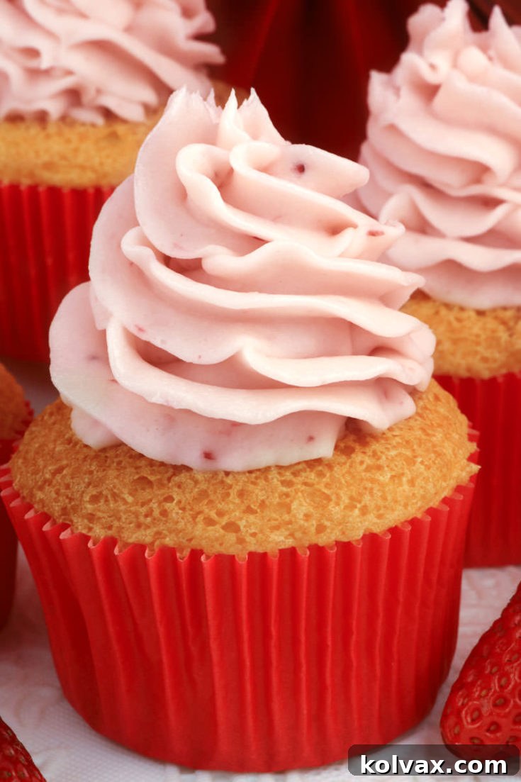 Angel Food Cupcakes with Strawberry Frosting