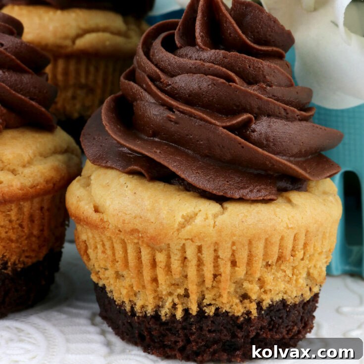 Peanut Butter Brownie Cupcakes