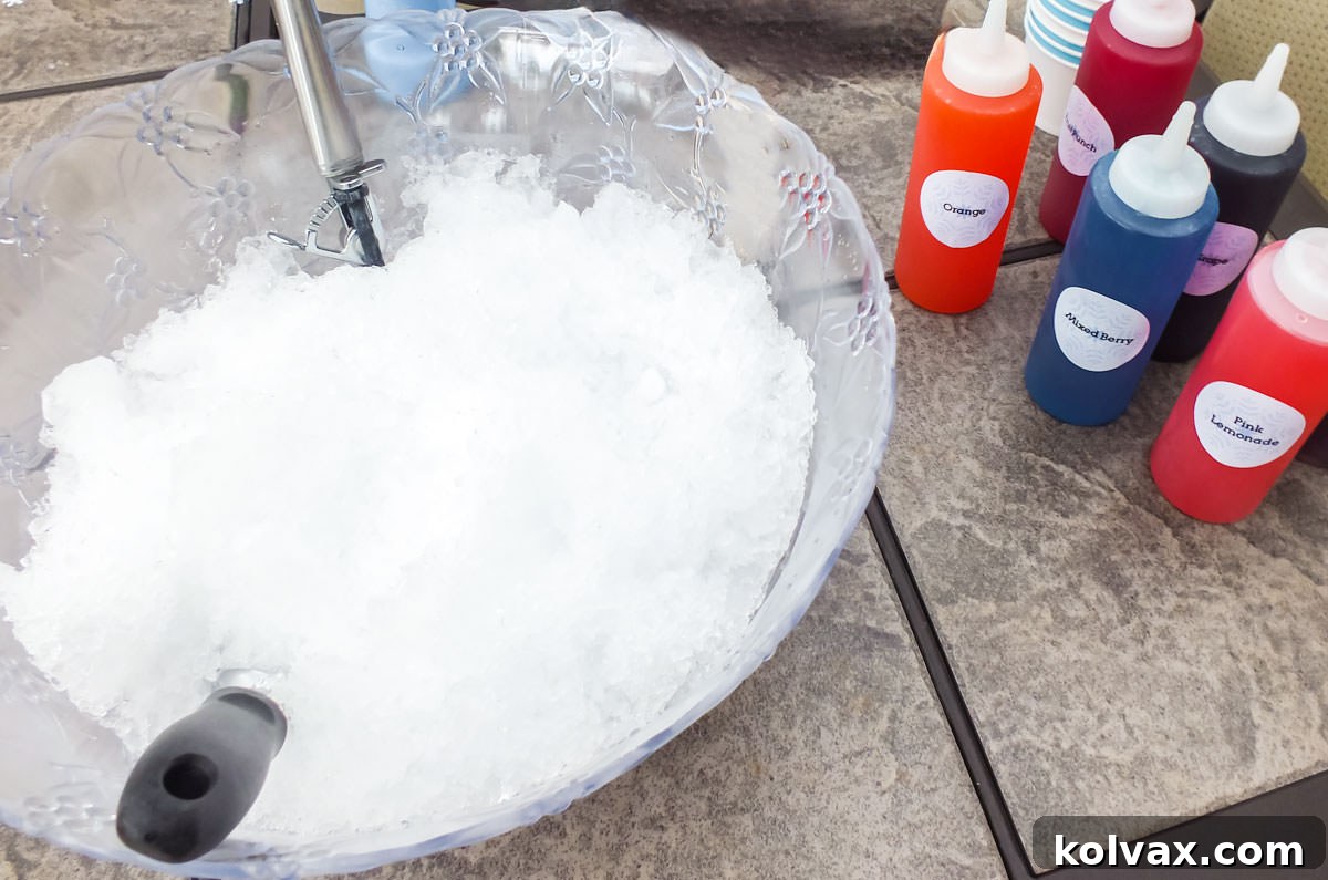 Vibrant homemade snow cones ready to be enjoyed on a hot summer day