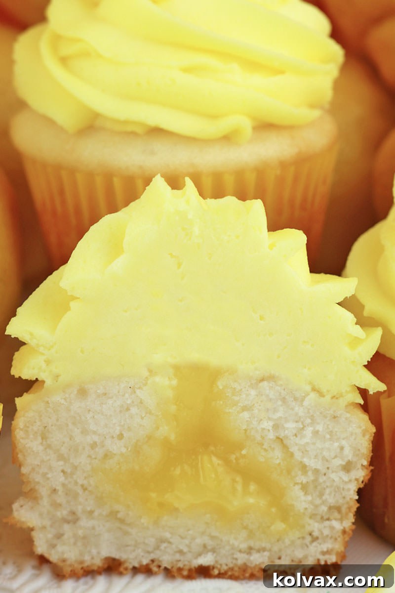 Lemon Burst Cloud Cupcakes 9 A Close-Up of Our Beautiful Lemon Curd and Whipped Cream Cupcakes
