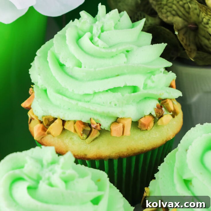Pistachio Cupcakes with Pistachio Whipped Cream Frosting