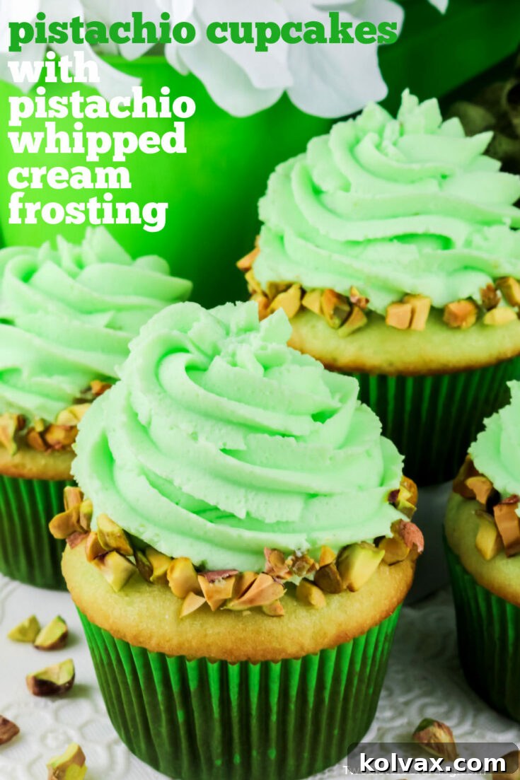 Pistachio Cupcakes with Pistachio Whipped Cream Frosting