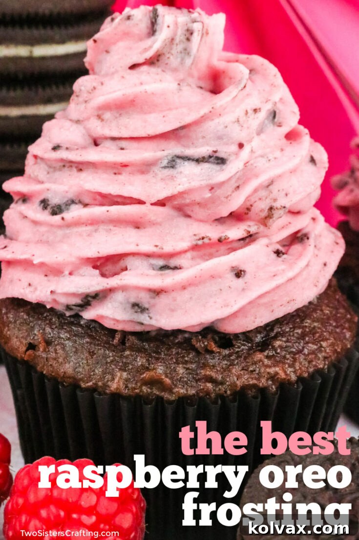 Raspberry Oreo Buttercream Frosting for pinning on Pinterest