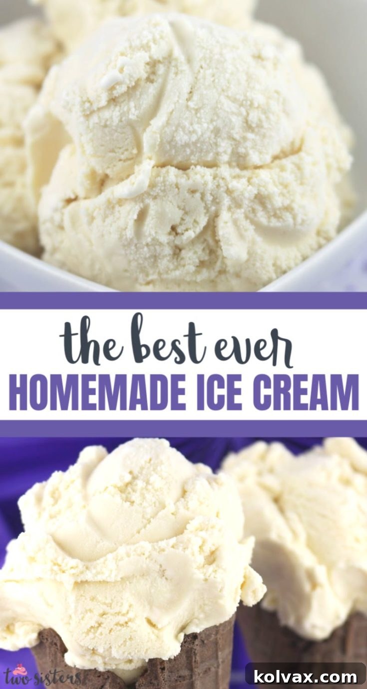 Pinnable image for The Best Homemade Vanilla Ice Cream Recipe