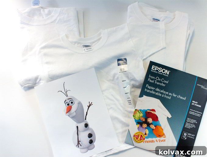 DIY Olaf Shirt Project Supplies