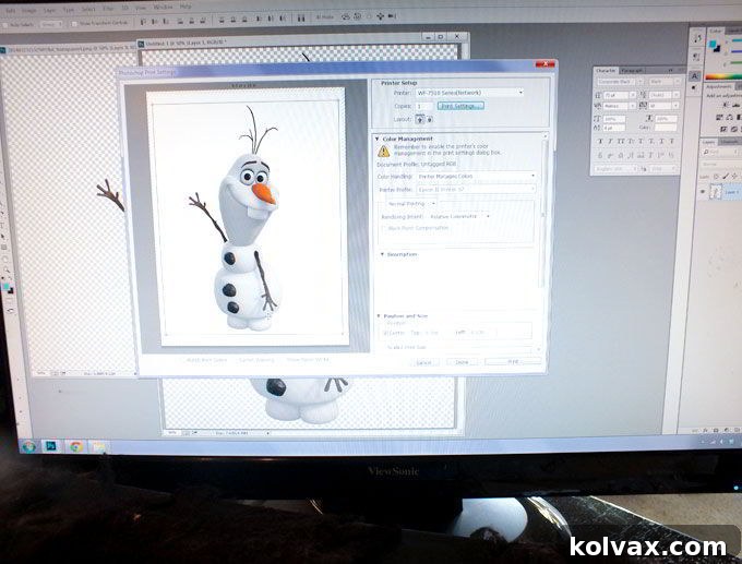 Preparing Olaf Image for printing