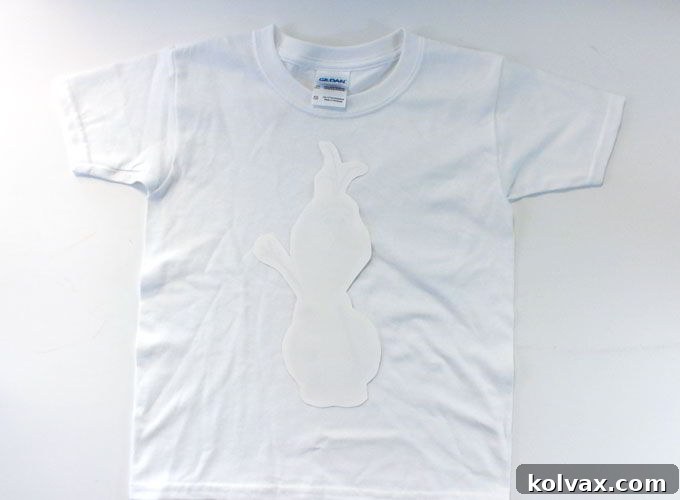 Olaf image face down on the t-shirt