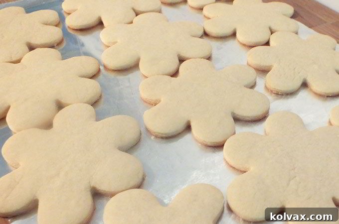 Perfectly baked snowflake sugar cookies cooling on a wire rack, ready for the next step of frosting.