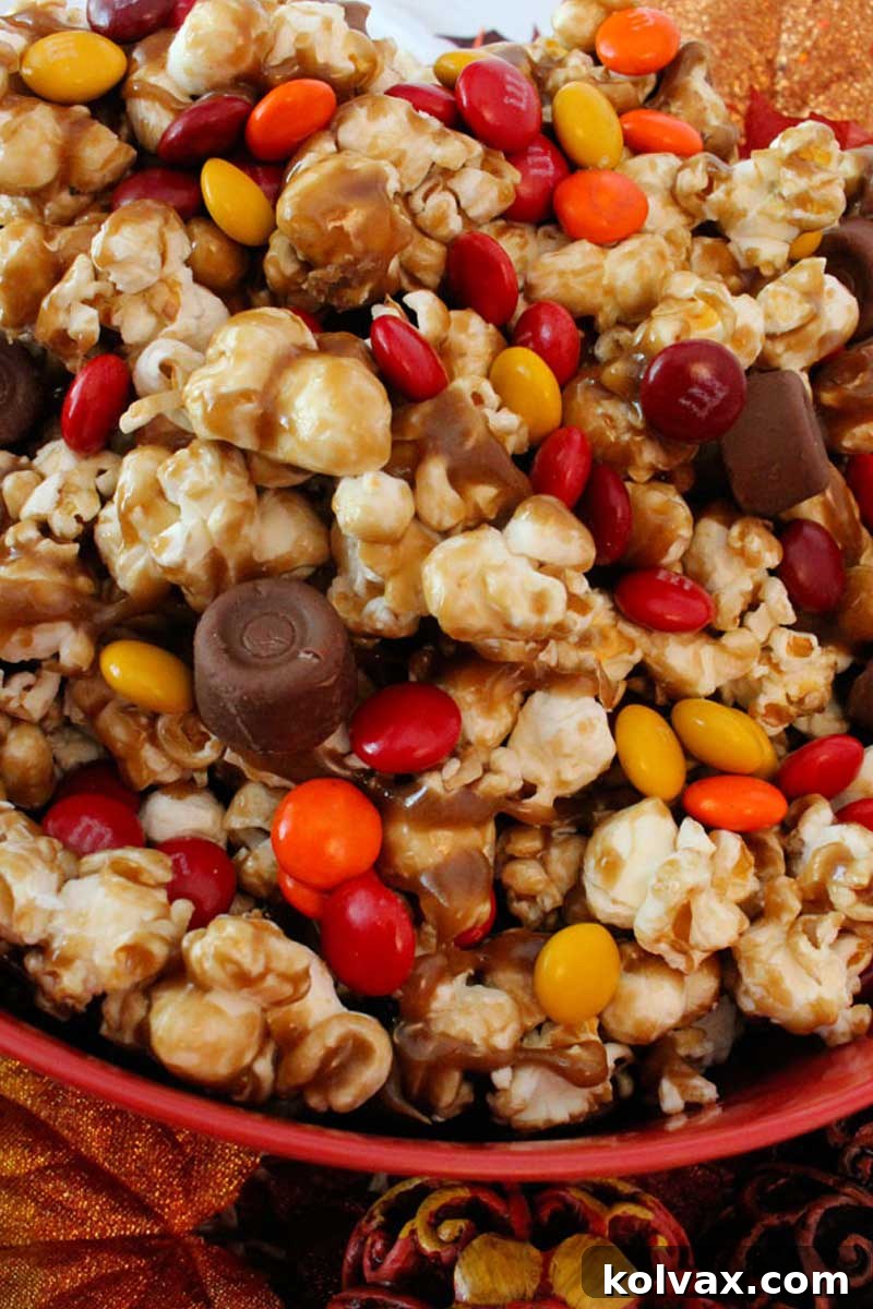 Delicious & Easy Harvest Caramel Corn with Chocolate for Fall