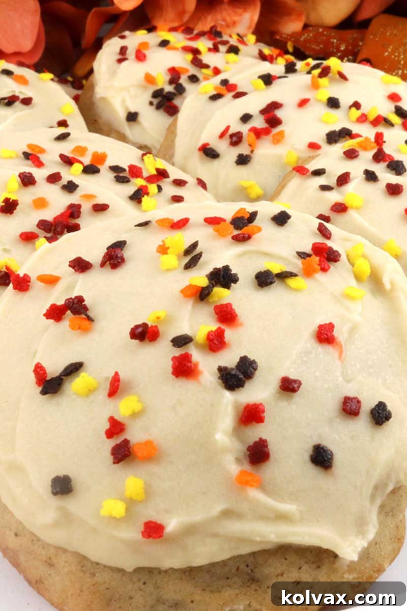 Rich Harvest Banana Spice Cookies with Brown Sugar Cream Cheese Frosting