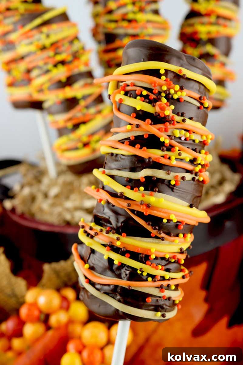 Delicious Harvest Marshmallow Pops with Chocolate and Candy Melts