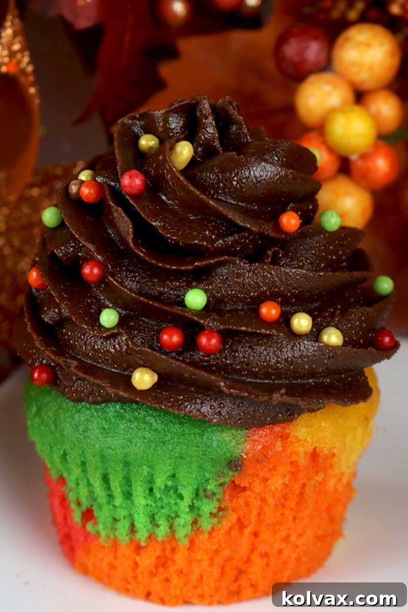 Elegant Harvest Marble Cupcakes with Chocolate Frosting for Fall