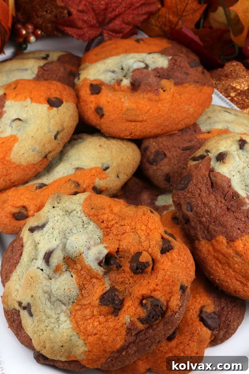 Festive Harvest Marble Chocolate Chip Cookies for Fall & Thanksgiving
