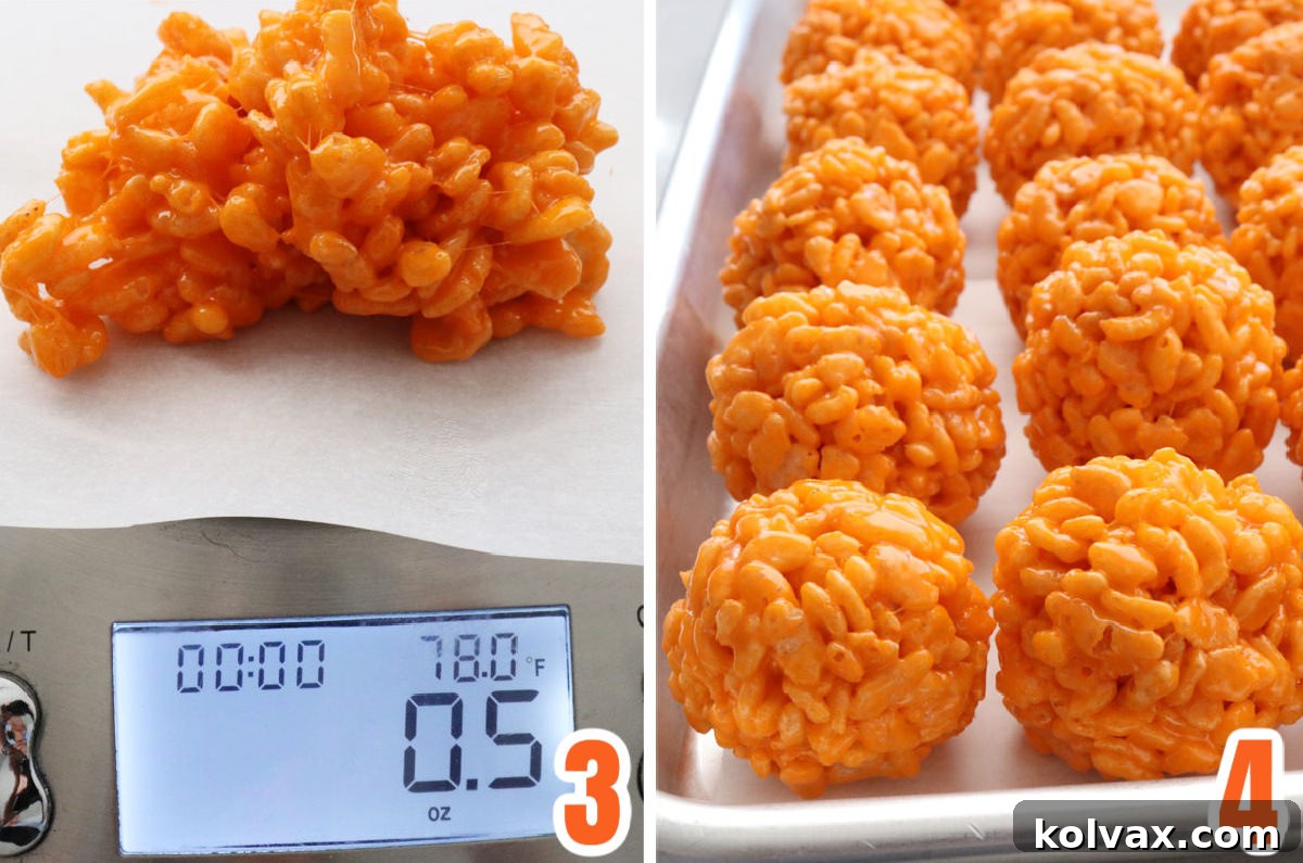 Collage image showing how to make the Rice Krispie Treats Bites.