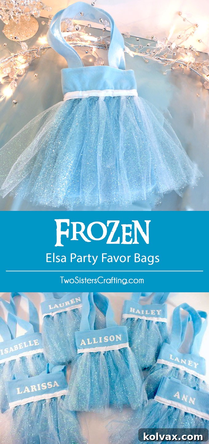 Disney Frozen Elsa Party Favor Bags - These DIY party favor bags were the hit of our Frozen Birthday Party. Pretty, sparkly and fit for an ice queen, the girls at the party loved them. Follow us for more fantastic Frozen Party Ideas.